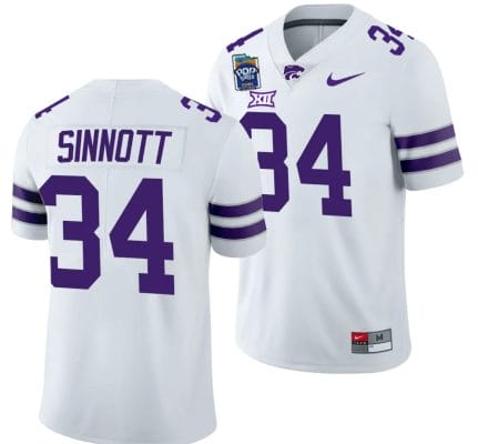 Ben Sinnott Jersey #34 Kansas State Wildcats 2023 Pop-Tarts Bowl Football White