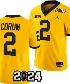 Blake Corum Jersey #2 Michigan Wolverines 2024 Football National Championship Playoff Yellow