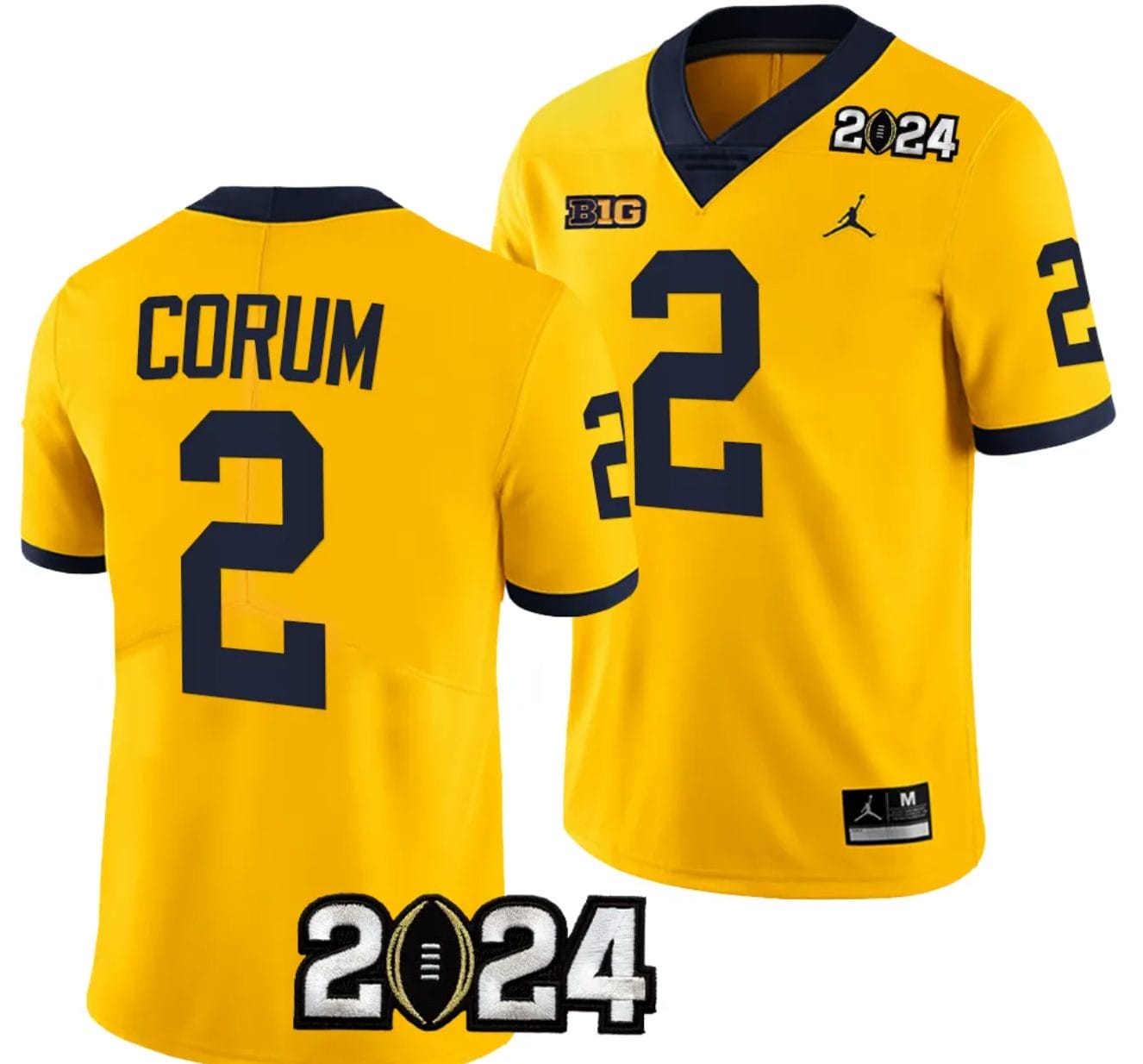 Blake Corum Jersey #2 Michigan Wolverines 2024 Football National Championship Playoff Yellow 1 Blake Corum Jersey #2 Michigan Wolverines 2024 Football National Championship Playoff Yellow