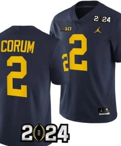 Blake Corum Jersey #2 Michigan Wolverines 2024 Football National Championship Playoff Navy