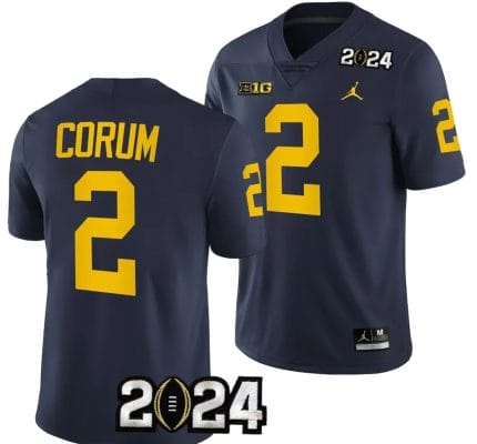 Blake Corum Jersey #2 Michigan Wolverines 2024 Football National Championship Playoff Navy