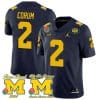 Blake Corum Jersey #2 Michigan Wolverines 1000 Wins Rose Bowl Big Ten Champs Patch Navy