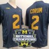 Blake Corum Jersey #2 Michigan Wolverines Football 2023 National Champions Patch Navy