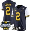 Blake Corum Jersey #2 Michigan Wolverines Vapor Limited Football 2024 National Champions Patch White Sleeves