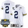Blake Corum Jersey #2 Michigan Wolverines Vapor Limited Football 2024 National Champions Patch White