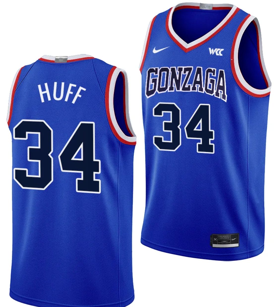 Braden Huff Jersey #34 Gonzaga Bulldogs Throwback Basketball uniform 2023-24 Blue 1 Braden Huff Jersey #34 Gonzaga Bulldogs Throwback Basketball uniform 2023-24 Blue