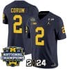 Blake Corum Jersey #2 Michigan Wolverines Vapor Limited Football 2024 National Champions Patch Navy