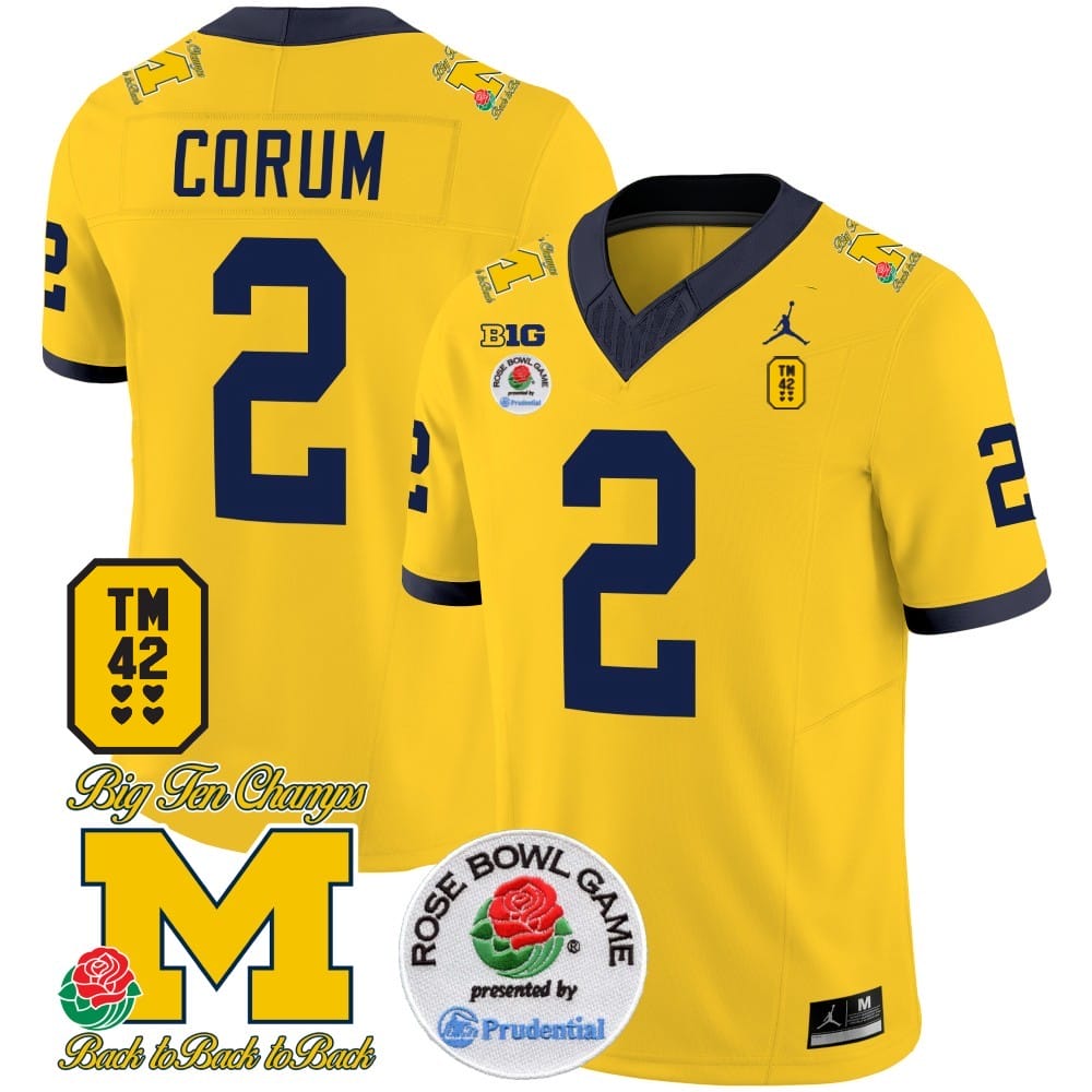 Blake Corum Jersey #2 Michigan Wolverines Vapor TM 42 Honor – Rose Bowl Patch Football Maize 1 Blake Corum Jersey #2 Michigan Wolverines Vapor TM 42 Honor – Rose Bowl Patch Football Maize