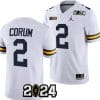 Blake Corum Jersey #2 Michigan Wolverines 2024 Football National Championship Playoff White 4 Blake Corum Jersey #2 Michigan Wolverines 2024 Football National Championship Playoff White