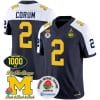 Blake Corum Jersey #2 Michigan Wolverines Vapor Stitched 1000 Wins Rose Bowl Patch Alternate