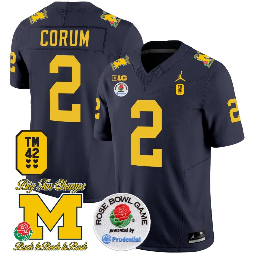 Blake Corum Jersey #2 Michigan Wolverines Vapor TM 42 Honor – Rose Bowl Patch Football Navy 1 Blake Corum Jersey #2 Michigan Wolverines Vapor TM 42 Honor – Rose Bowl Patch Football Navy