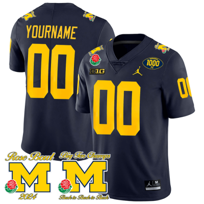 Custom Michigan Wolverines Jersey Name and Number Vapor Rose Bowl Big Ten Champs Patch Football Navy 8 Custom Michigan Wolverines Jersey Name and Number Vapor Rose Bowl Big Ten Champs Patch Football Navy