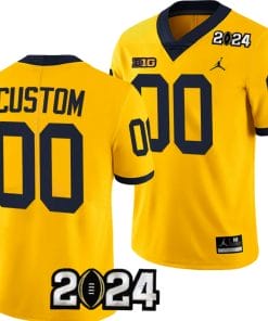 Custom Michigan Wolverines Jersey Name and Number 2024 Football National Championship Playoff Yellow