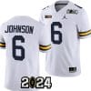 Cornelius Johnson Jersey #6 Michigan Wolverines 2024 Football National Championship Playoff White