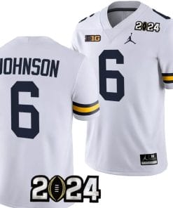 Cornelius Johnson Jersey #6 Michigan Wolverines 2024 Football National Championship Playoff White