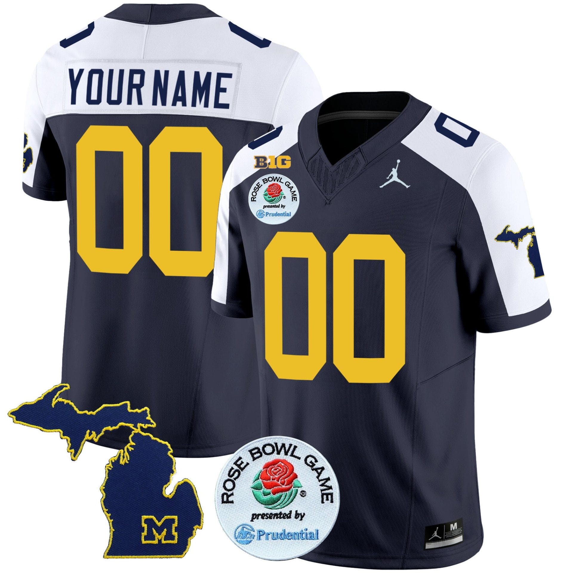 Custom Michigan Wolverines Jersey Name and Number Vapor Limited Rose Bowl Patch Alternate 1 Custom Michigan Wolverines Jersey Name and Number Vapor Limited Rose Bowl Patch Alternate