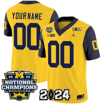 Custom Michigan Wolverines Jersey Name and Number Vapor Limited Football 2024 National Champions Patch Navy Sleeves 8 Custom Michigan Wolverines Jersey Name and Number Vapor Limited Football 2024 National Champions Patch Navy Sleeves