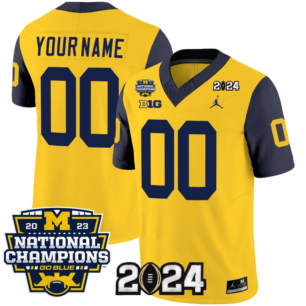 Custom Michigan Wolverines Jersey Name and Number Vapor Limited Football 2024 National Champions Patch Navy Sleeves 1 Custom Michigan Wolverines Jersey Name and Number Vapor Limited Football 2024 National Champions Patch Navy Sleeves
