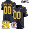 Custom Michigan Wolverines Jersey Name and Number Vapor Limited 2024 College Football Bowl + Rose Bowl Patch Navy