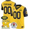 Custom Michigan Wolverines Jersey Name and Number 1000 Wins Rose Bowl Patch Navy Sleeves