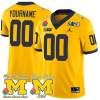 Custom Michigan Wolverines Jersey Name and Number Vapor Rose Bowl + 2024 CFP + Big Ten Champs Patch Football Yellow