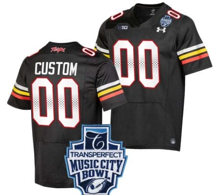 Custom Maryland Terrapins Jersey Name and Number 2023 Music City Bowl Patch Football Black 8 Custom Maryland Terrapins Jersey Name and Number 2023 Music City Bowl Patch Football Black