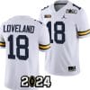 Colston Loveland Jersey #18 Michigan Wolverines 2024 Football National Championship Playoff White 4 Colston Loveland Jersey #18 Michigan Wolverines 2024 Football National Championship Playoff White