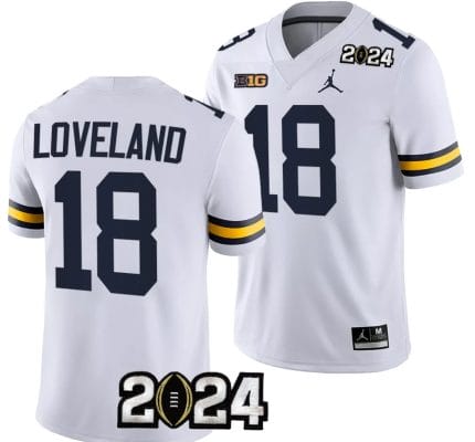 Colston Loveland Jersey #18 Michigan Wolverines 2024 Football National Championship Playoff White