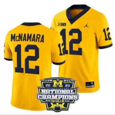 Cade Mcnamara Jersey #12 Michigan Wolverines Football 2023 National Champions Patch Yellow