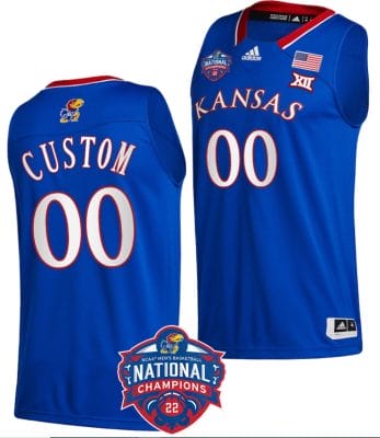 Custom Kansas Jayhawks Jersey Name and Number Basketball 2022 NCAA National Champions Royal 8 Custom Kansas Jayhawks Jersey Name and Number Basketball 2022 NCAA National Champions Royal