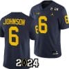 Cornelius Johnson Jersey #6 Michigan Wolverines 2024 Football National Championship Playoff Navy