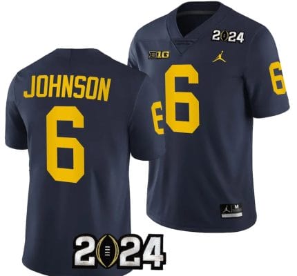 Cornelius Johnson Jersey #6 Michigan Wolverines 2024 Football National Championship Playoff Navy