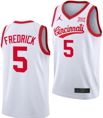 CJ Fredrick Jersey #5 Cincinnati Bearcats 70s Throwback Basketball White
