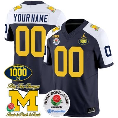 Custom Michigan Wolverines Jersey Name and Number 1000 Wins Rose Bowl Patch Alternate 8 Custom Michigan Wolverines Jersey Name and Number 1000 Wins Rose Bowl Patch Alternate