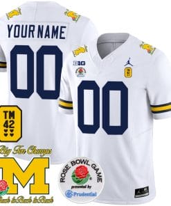 Custom Michigan Wolverines Jersey Name and Number Vapor TM 42 Honor – Rose Bowl Patch Football White