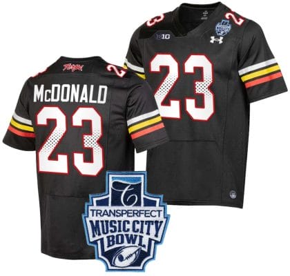 Colby McDonald Jersey #23 Maryland Terrapins 2023 Music City Bowl Patch Football Black 8 Colby McDonald Jersey #23 Maryland Terrapins 2023 Music City Bowl Patch Football Black