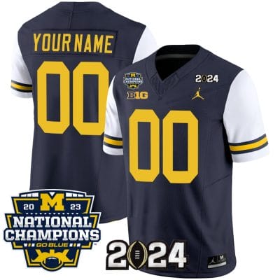 Custom Michigan Wolverines Jersey Name and Number Vapor Limited Football 2024 National Champions Patch White Sleeves 8 Custom Michigan Wolverines Jersey Name and Number Vapor Limited Football 2024 National Champions Patch White Sleeves