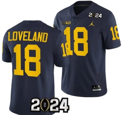 Colston Loveland Jersey #18 Michigan Wolverines 2024 Football National Championship Playoff Navy