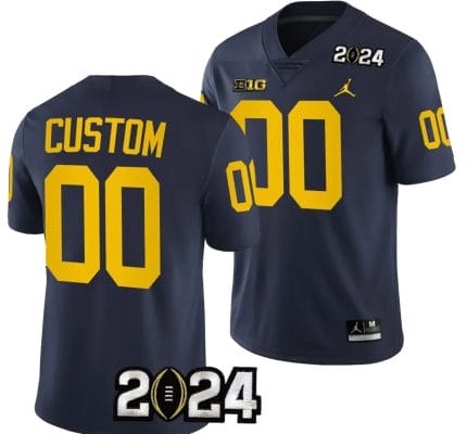 Custom Michigan Wolverines Jersey Name and Number 2024 Football National Championship Playoff Navy 8 Custom Michigan Wolverines Jersey Name and Number 2024 Football National Championship Playoff Navy