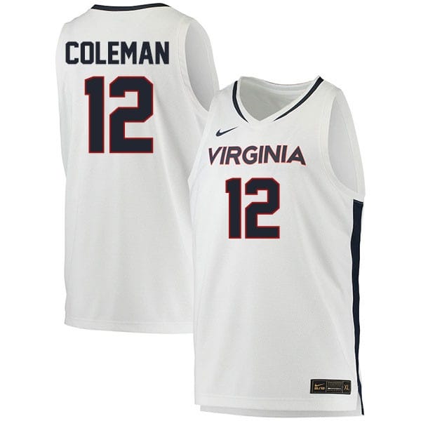 Chase Coleman Jersey #12 Virginia Cavaliers College Basketball Stitched White 1 Chase Coleman Jersey #12 Virginia Cavaliers College Basketball Stitched White