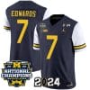 Donovan Edwards Jersey #7 Michigan Wolverines Vapor Limited Football 2024 National Champions Patch White Sleeves