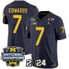 Donovan Edwards Jersey #7 Michigan Wolverines Vapor Limited Football 2024 National Champions Patch Navy