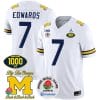 Donovan Edwards Jersey #7 Michigan Wolverines Vapor Stitched 1000 Wins Rose Bowl Patch White