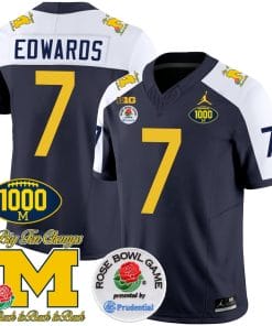 Donovan Edwards Jersey #7 Michigan Wolverines Vapor Stitched 1000 Wins Rose Bowl Patch Alternate