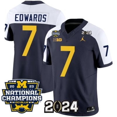 Donovan Edwards Jersey #7 Michigan Wolverines Vapor Limited Football 2024 National Champions Patch Alternate