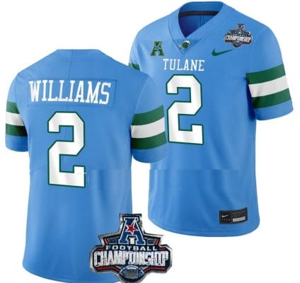 Dorian Williams Jersey #2 Tulane Green Wave 2022 ACC Football Championship Blue 8 Dorian Williams Jersey #2 Tulane Green Wave 2022 ACC Football Championship Blue