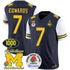Donovan Edwards Jersey #7 Michigan Wolverines Vapor Stitched 1000 Wins Rose Bowl Patch White Sleeves