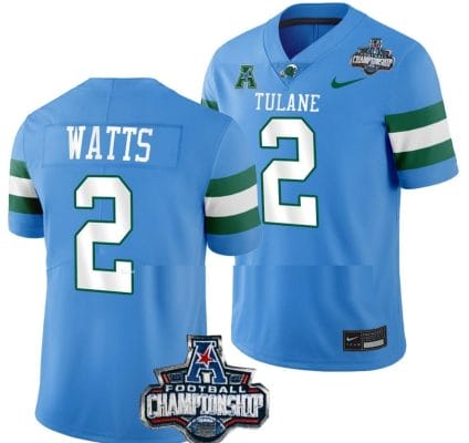 Duece Watts Jersey #2 Tulane Green Wave 2022 ACC Football Championship Blue