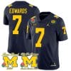 Donovan Edwards Jersey #7 Michigan Wolverines 1000 Wins Rose Bowl Big Ten Champs Patch Navy