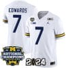 Donovan Edwards Jersey #7 Michigan Wolverines Vapor Limited Football 2024 National Champions Patch White